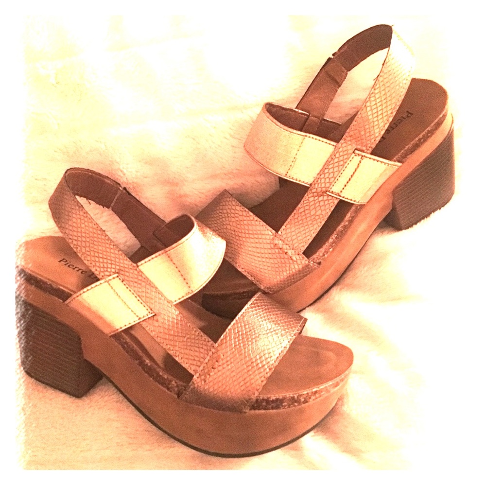 copper blush color chunky heel slip on